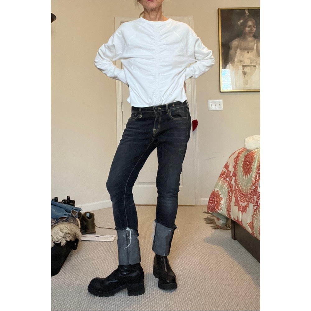 R-13 dark denim jeans with cuffs